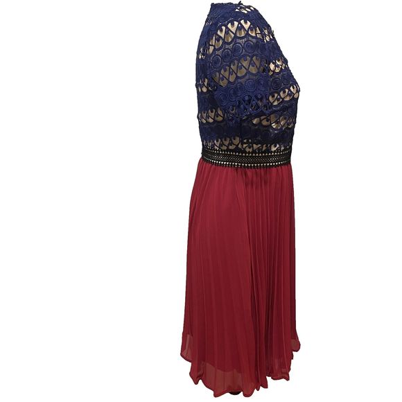 JAX Black Label Women's Short Sleeve Dress‎ Size 4 Lace Top Pleated Bottom - Picture 7 of 10